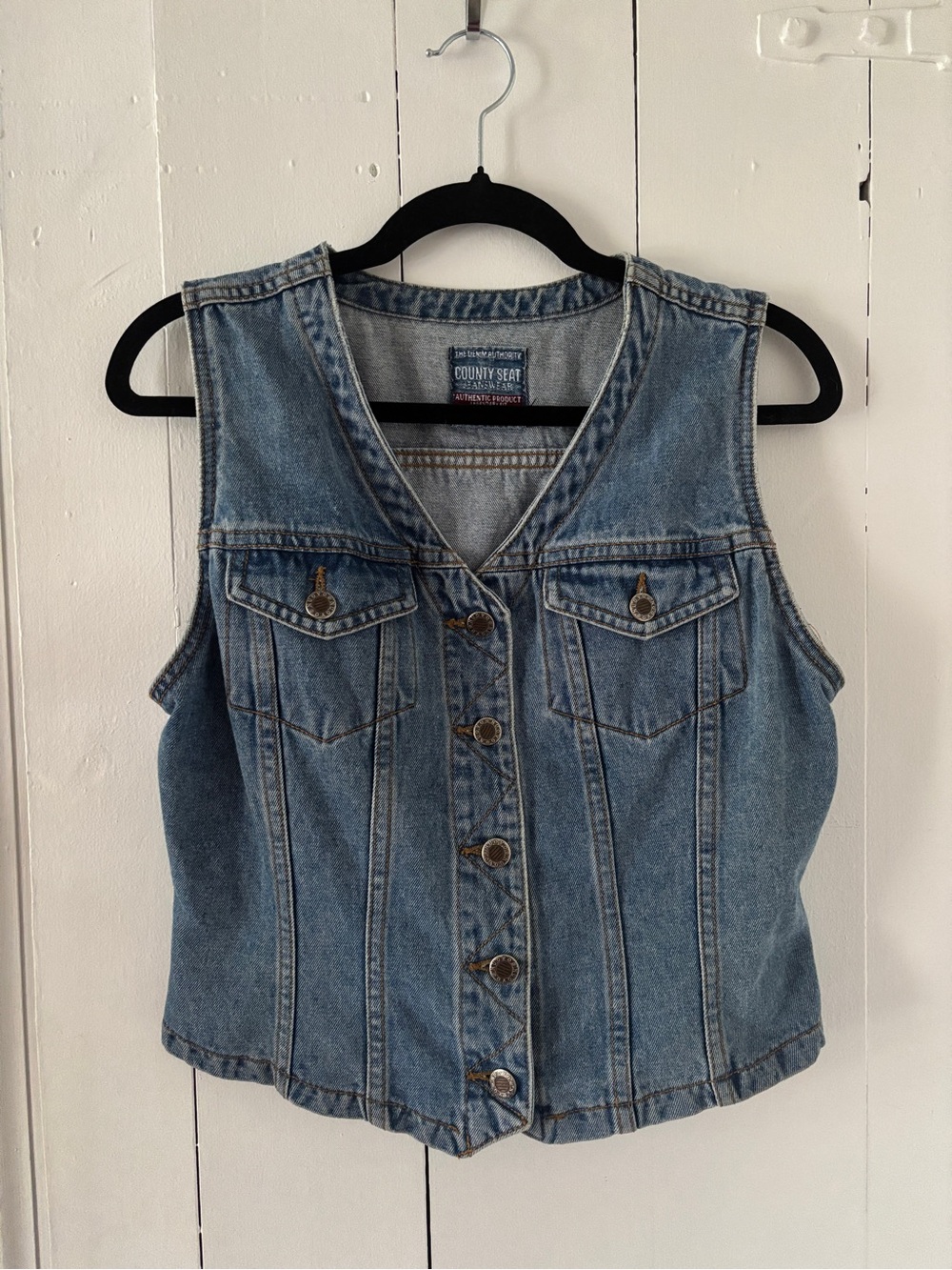 Vintage County Seat Women's Blue Denim Vest - Size M